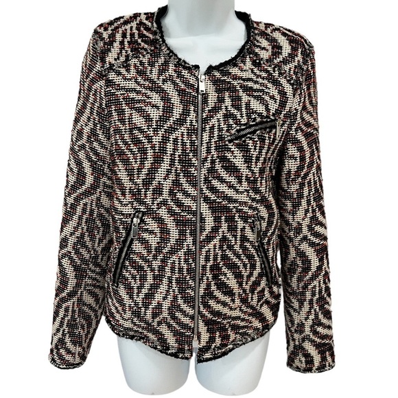 Zara Jackets & Blazers - Zara Woman black white and red animal print zipper jacket blazer size XS
